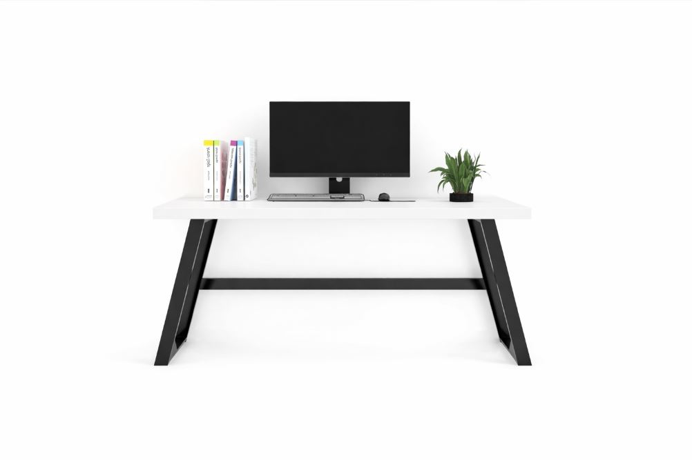 Fresno Desk, White/Black, 140x60cm