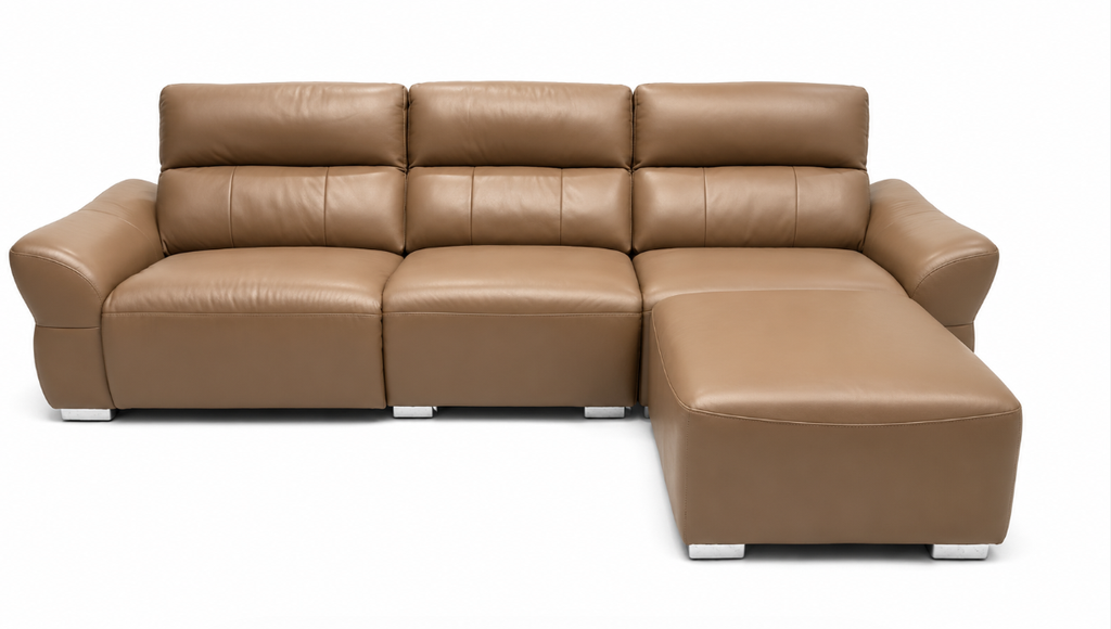 Maharayam Recliner Sofa with Right Side Recliner and Ottoman ,Dark Brown