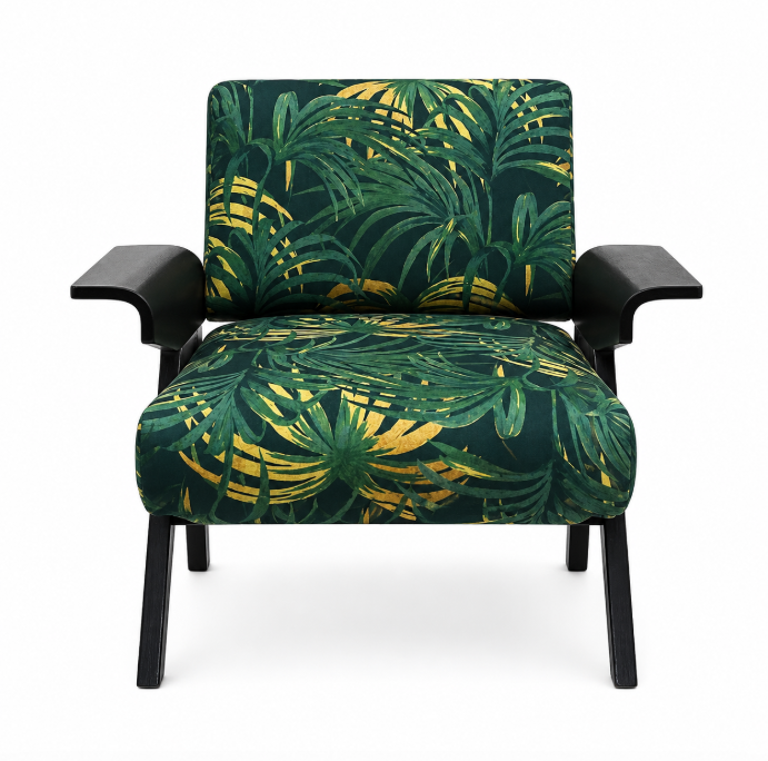 Yangshibari Accent Armchair – Tropical Forest Fabric Lounge Chair