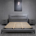 Mahavikbi Bed Combo Bed with 2 bedside tables, Queen Size,D.grey, D.grey