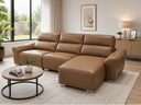 Maharayam Recliner Sofa with Right Side Recliner and Ottoman ,Dark Brown