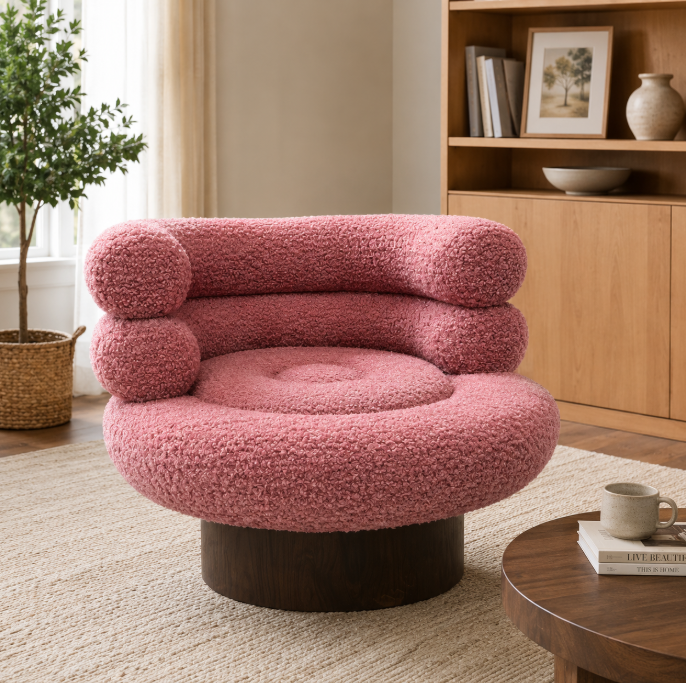 Sanngayam Lounge Chair, Swivel Armchair,Pink