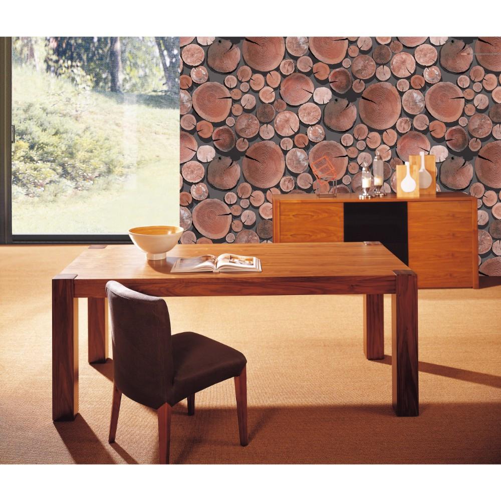 3D Tree Bark on Light Grey Wallpaper, 
